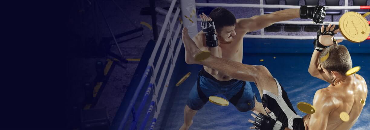 นักสู้มวยไทยต่อสู้ในสังเวียน